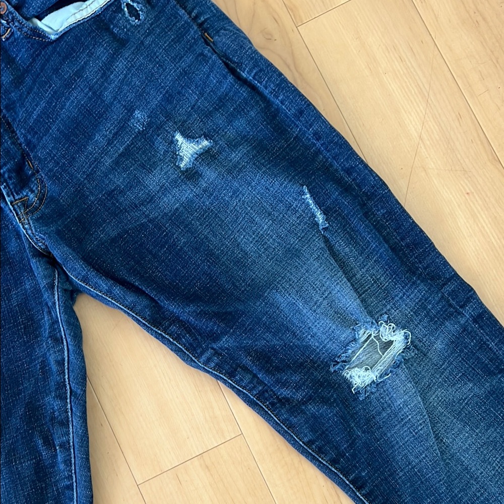 American Eagle Outfitters Men's Ripped Dark Blue Skinny Jeans - Picture 8 of 15